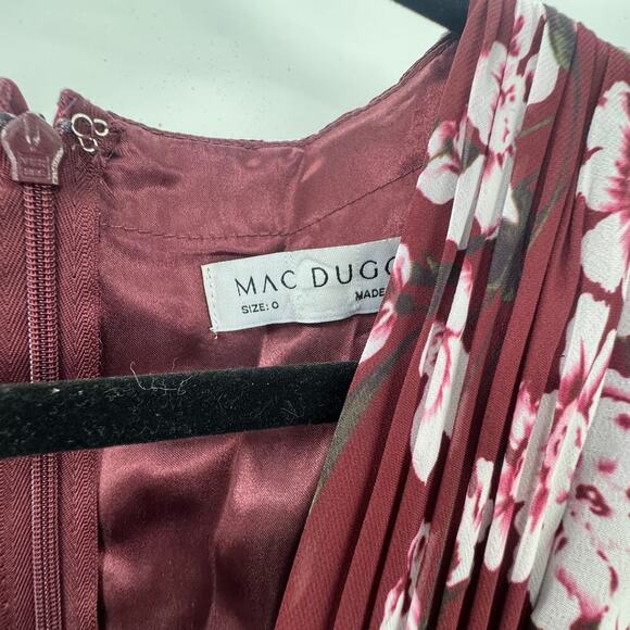 Mac Duggal Floral Chiffon Bishop Sleeves Gown Dress Burgundy Size 0 NWT - Picture 10 of 13